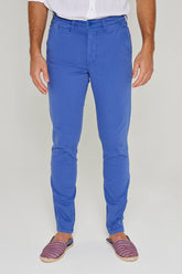 JACOBSON – Men’s Slim Fit Stretch Cotton Chino Pants – Cobalt Blue
